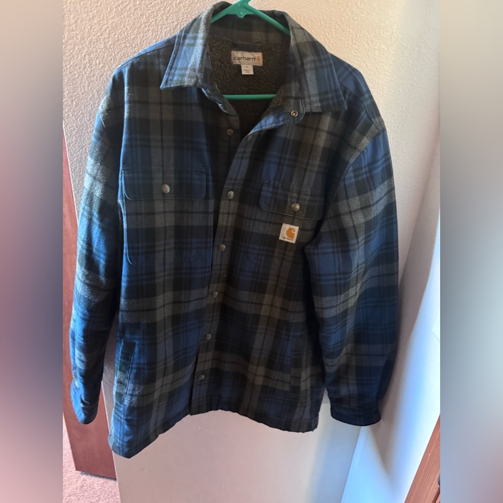 Carhartt Blue and Gray Sherpa-Lined Jacket